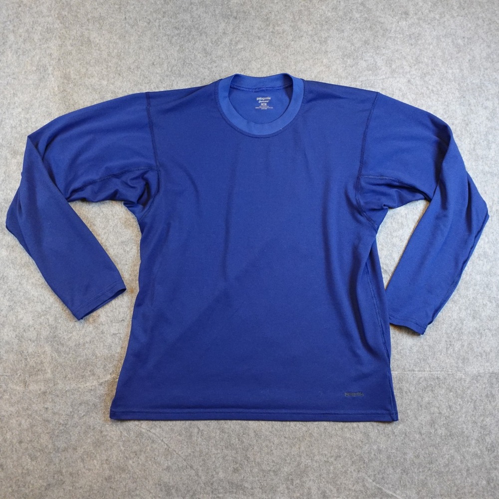 Patagonia Shirt Mens Medium Blue Capilene Crew Neck Long Sleeve Base‎ Layer